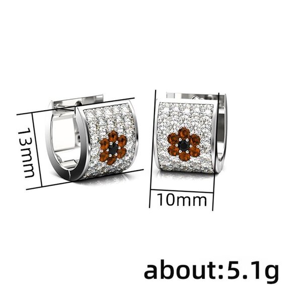 💥 Rhinestone Full CZ Cute Flower Shaped Hoop Earrings for Women, HA4545 - Picture 3 of 4